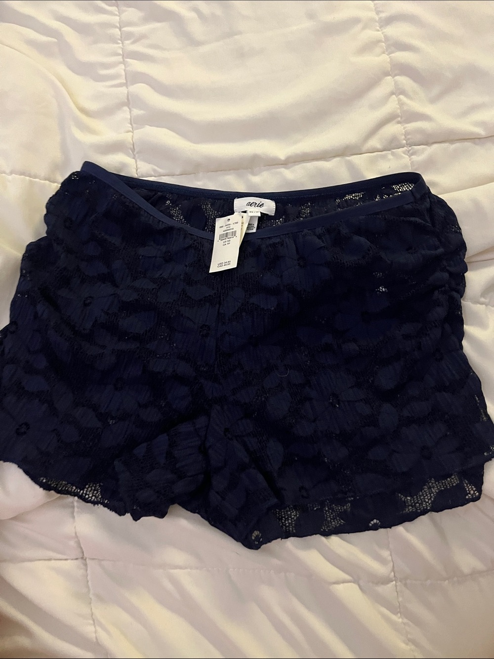 aerie Navy Lace Skort Shorts